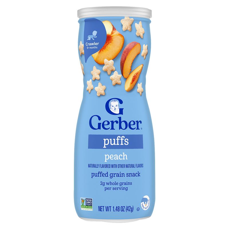 Gerber Peach Puffs Cereal Snack, Crawler, 8+ Months, 1.48 oz