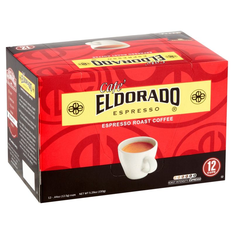 Cafe' Eldorado Espresso Roast Coffee Pods K-Cup Pods, .44 oz, 12 count