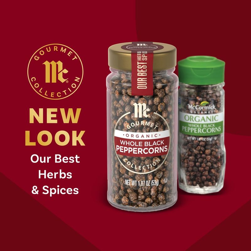McCormick Gourmet Collection Organic Whole Black Peppercorns, 1.87 oz