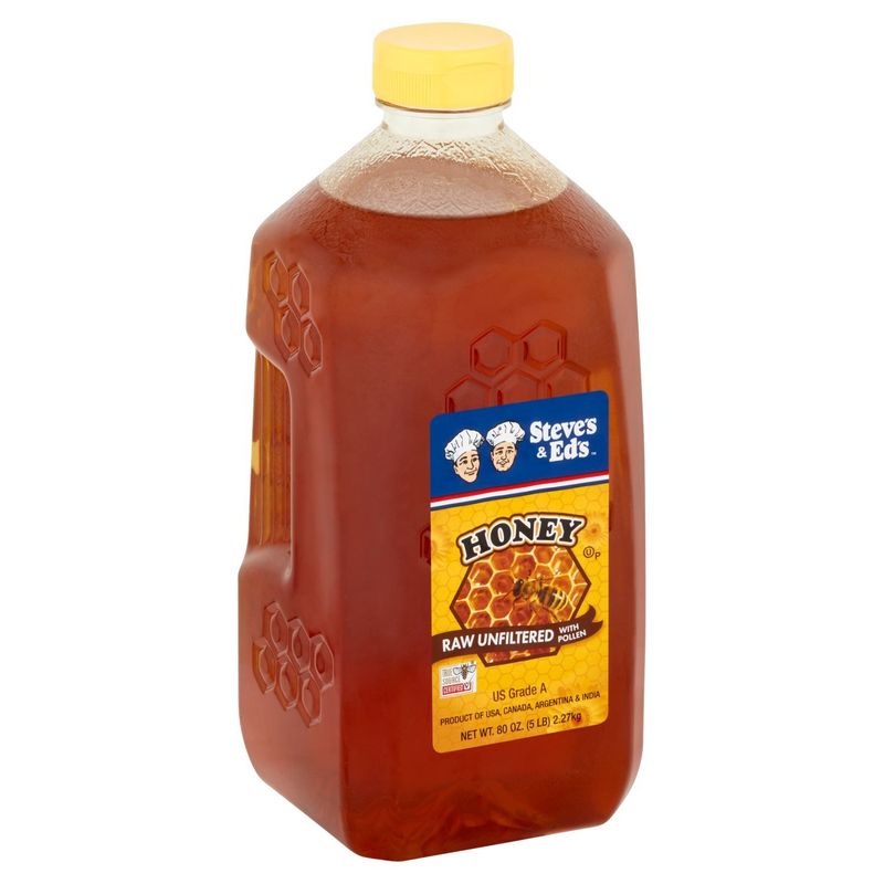 Steve's &amp; Ed's Raw Unfiltered with Pollen Honey, 80 oz