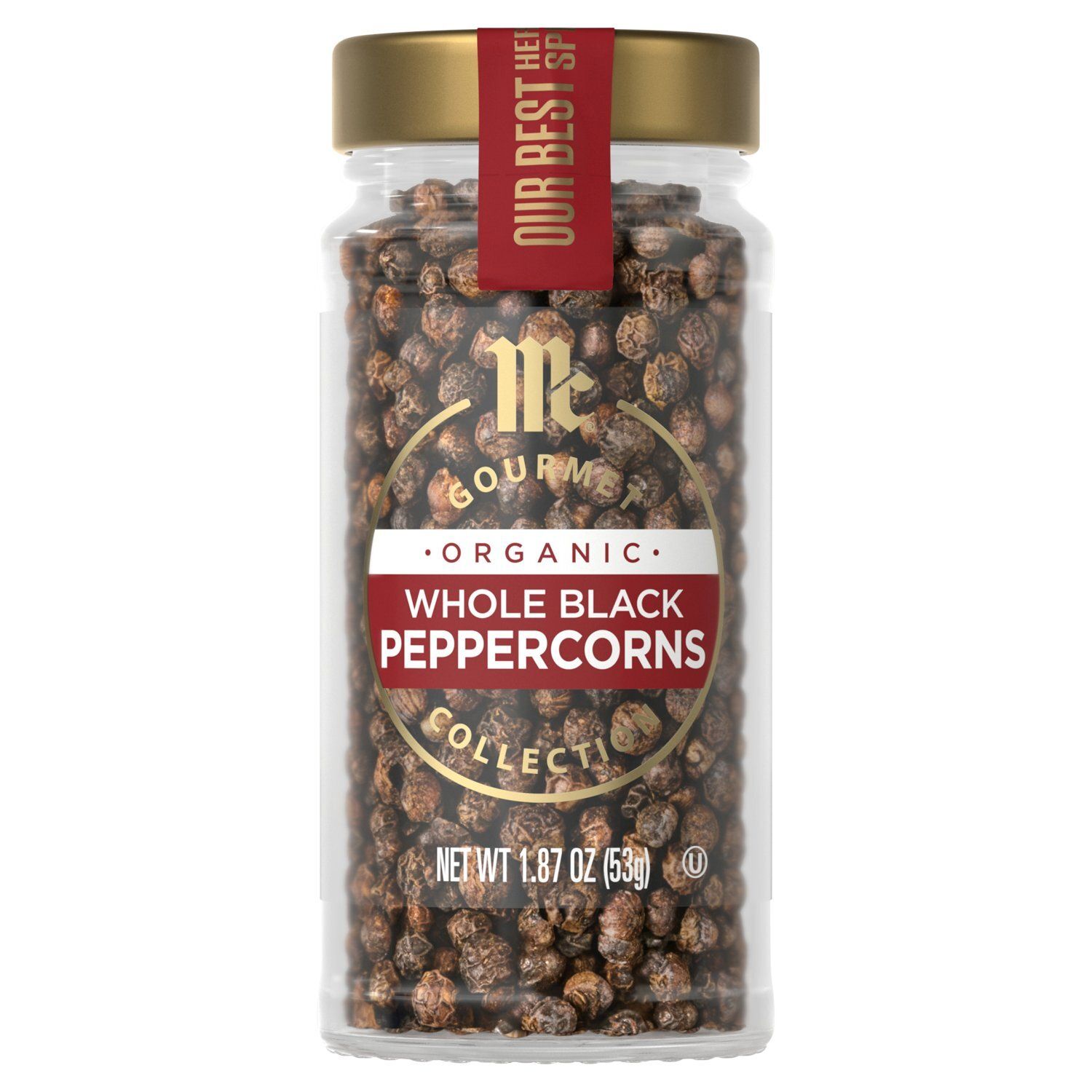 McCormick Gourmet Collection Organic Whole Black Peppercorns, 1.87 oz