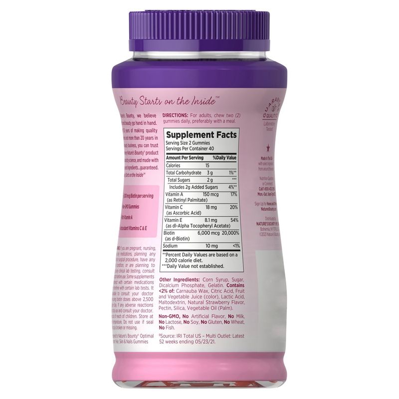 Nature's Bounty Optimal Solutions Strawberry Flavored Hair, Skin &amp; Nails Gummies, 80 count