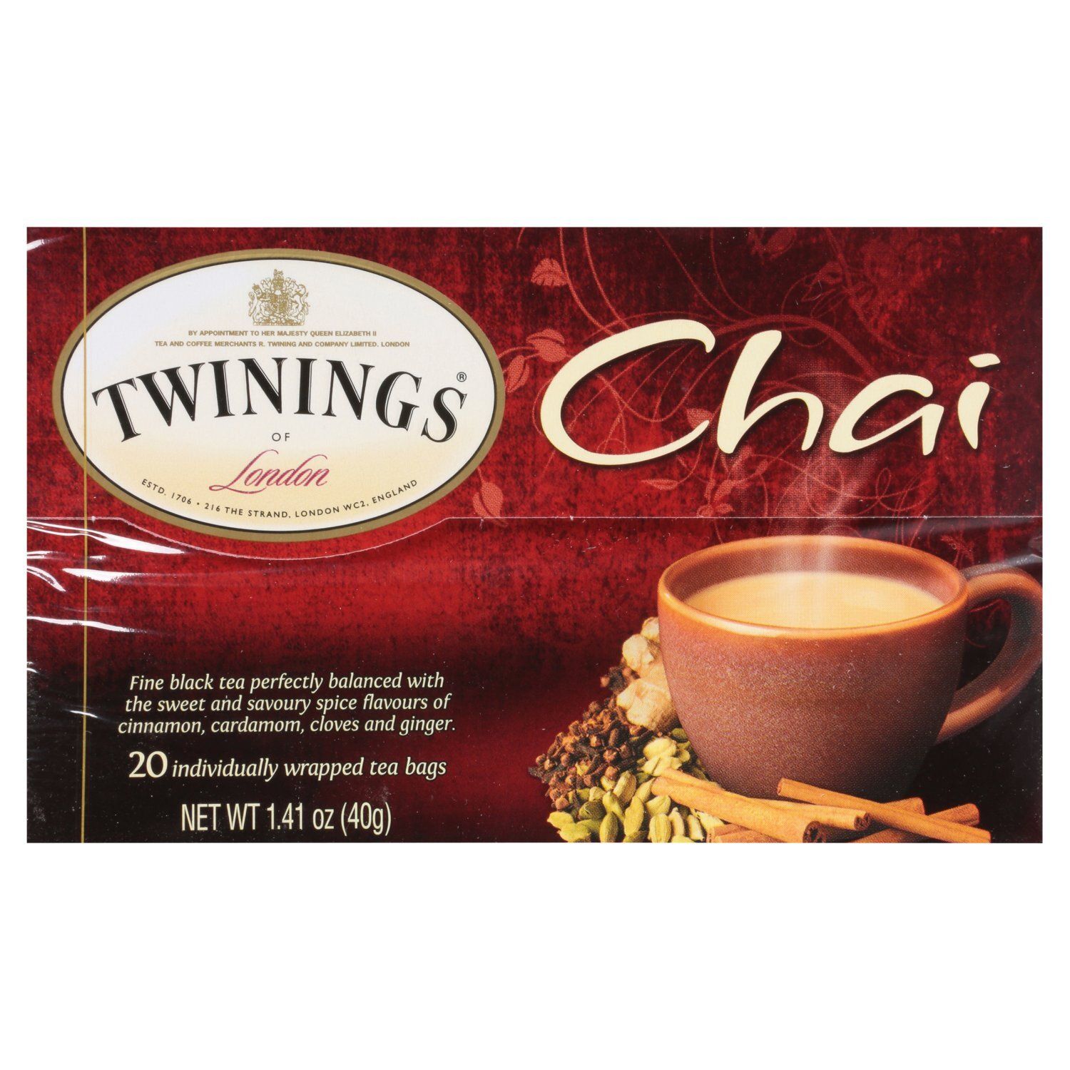 Twinings Chai Flavoured Black Tea Bags, 20 count, 1.41 oz