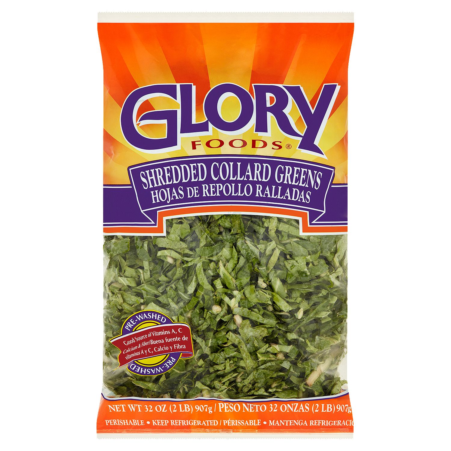 Glory Foods Shredded Collard Greens, 2 lb bag