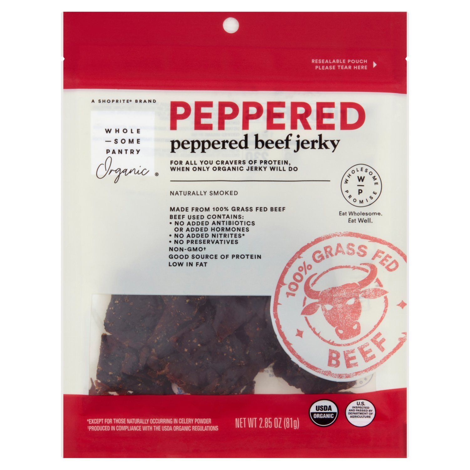 Wholesome Pantry Organic Peppered Beef Jerky, 2.85 oz