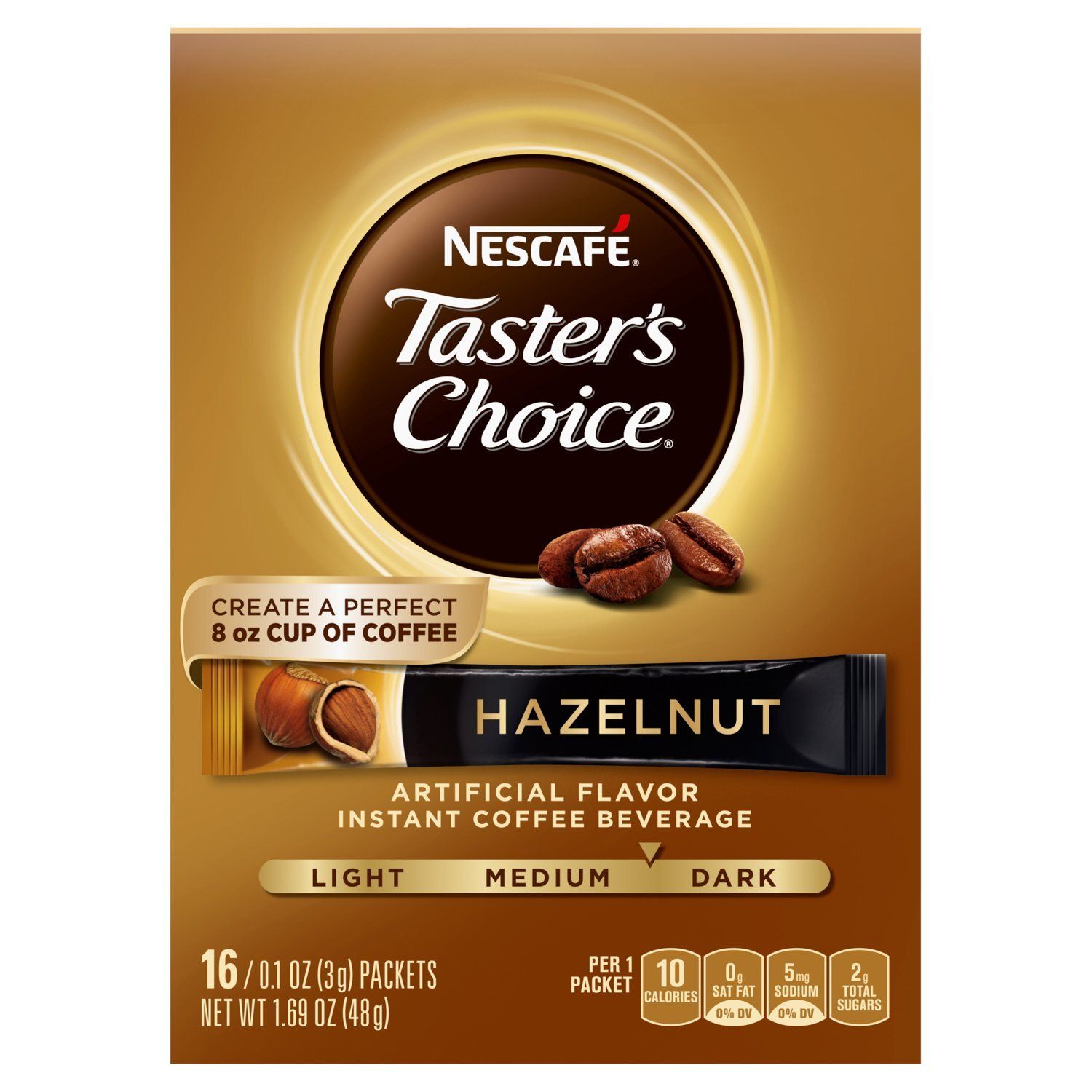 Nescafe Taster's Choice Hazelnut Instant Coffee Beverage, 16 count, 0.1 oz