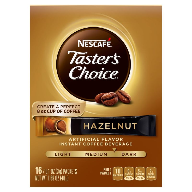 Nescafe Taster's Choice Hazelnut Instant Coffee Beverage, 16 count, 0.1 oz