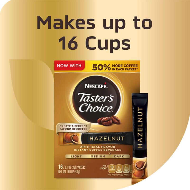 Nescafe Taster's Choice Hazelnut Instant Coffee Beverage, 16 count, 0.1 oz