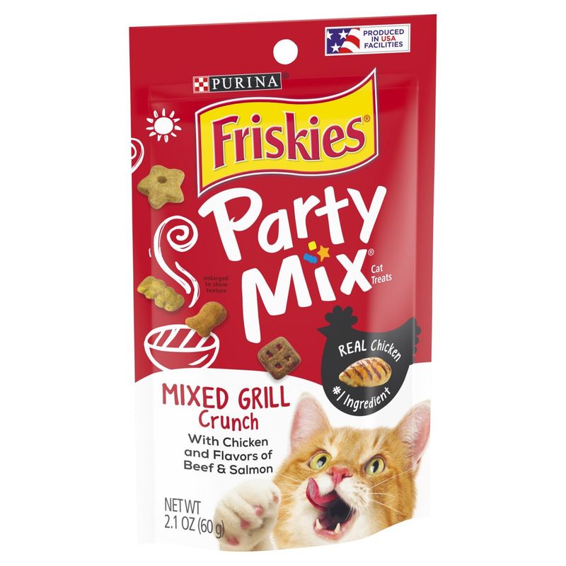 Purina Friskies Party Mix Mixed Grill Crunch Cat Treats, 2.1 oz