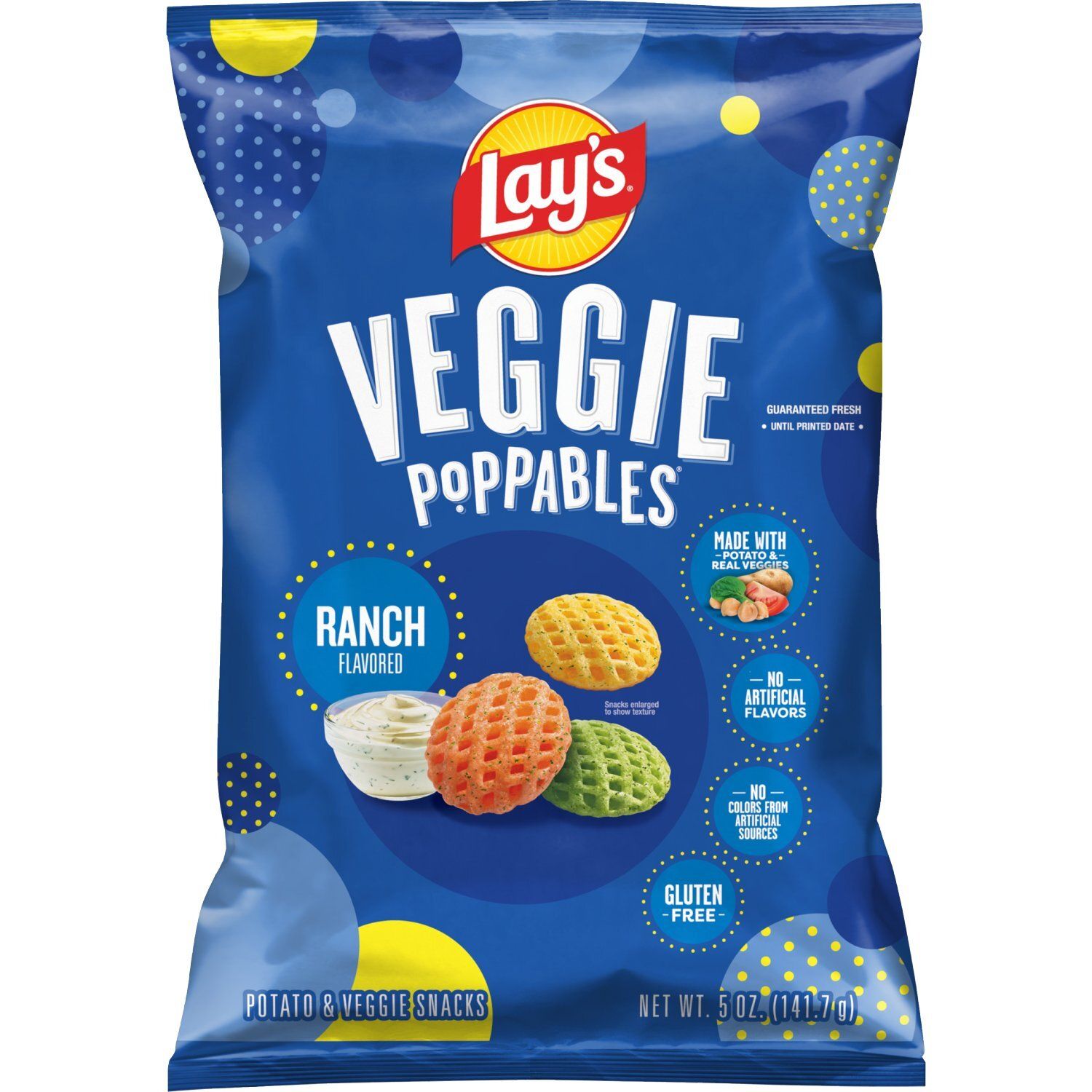 Lay's Veggie Poppables Potato &amp; Veggie Snacks Ranch Flavored 5 Oz