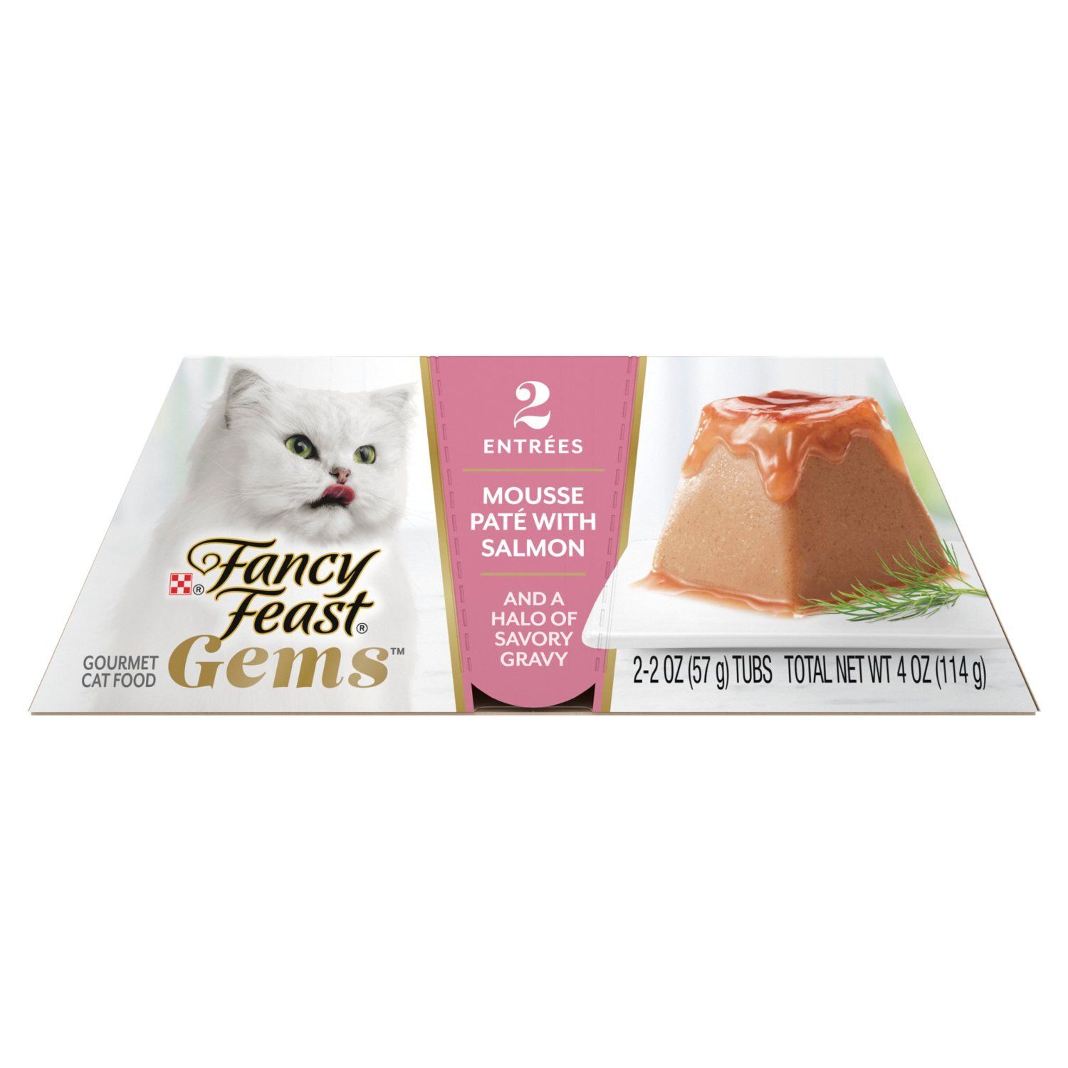 Purina Fancy Feast Gems Mousse Paté with Salmon Gourmet Cat Food, 2 count, 2 oz