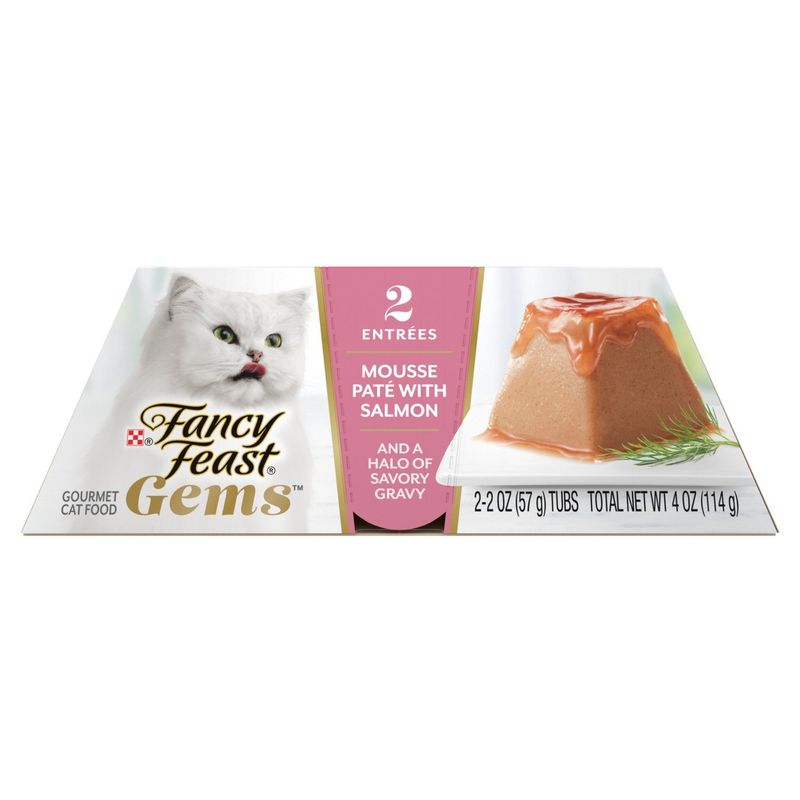 Purina Fancy Feast Gems Mousse Paté with Salmon Gourmet Cat Food, 2 count, 2 oz