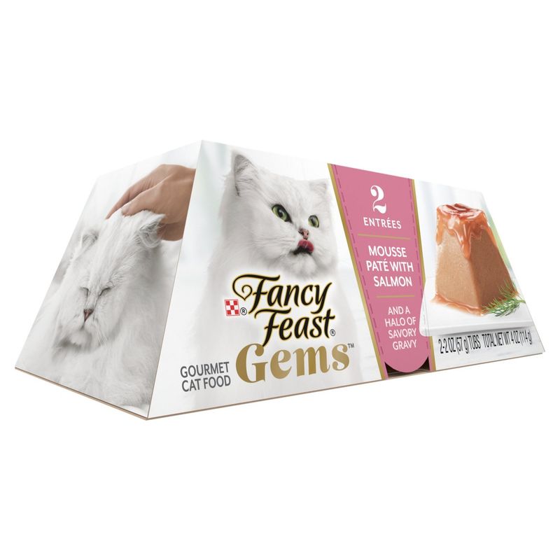 Purina Fancy Feast Gems Mousse Paté with Salmon Gourmet Cat Food, 2 count, 2 oz