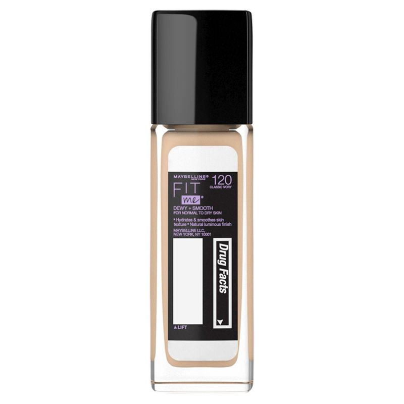 Maybelline New York Fit Me! Dewy+Smooth 120 Classic Ivory Foundation, SPF 18, 1 fl oz