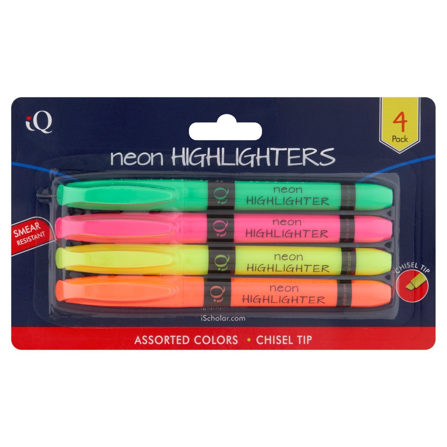 iQ Neon Highlighters, 4 count