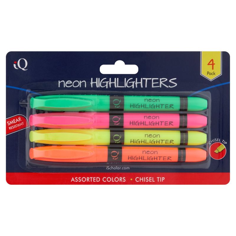 iQ Neon Highlighters, 4 count