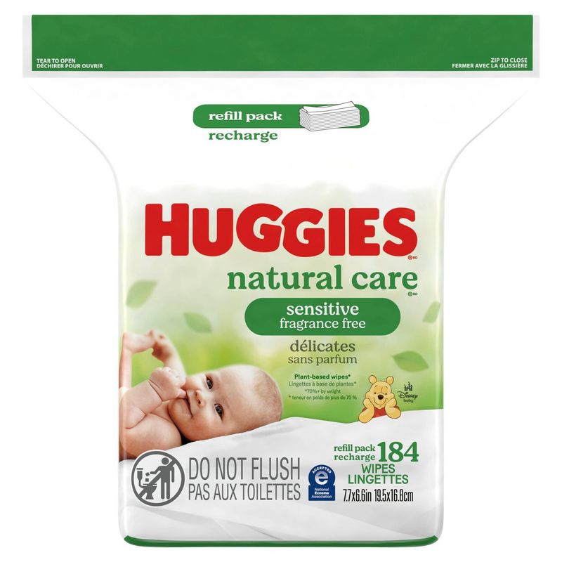 Huggies Natural Care Sensitive Fragrance Free Wipes Refill Pack, 184 count