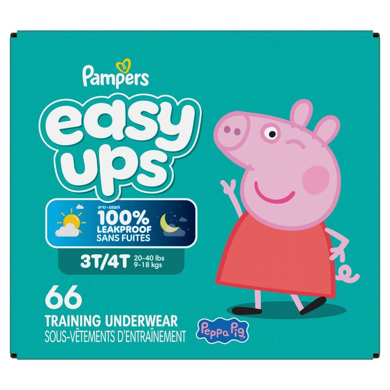 Pampers Easy Ups Peppa Pig Training Underwear, Size 3T/4T, 20-40 lbs, 66 count