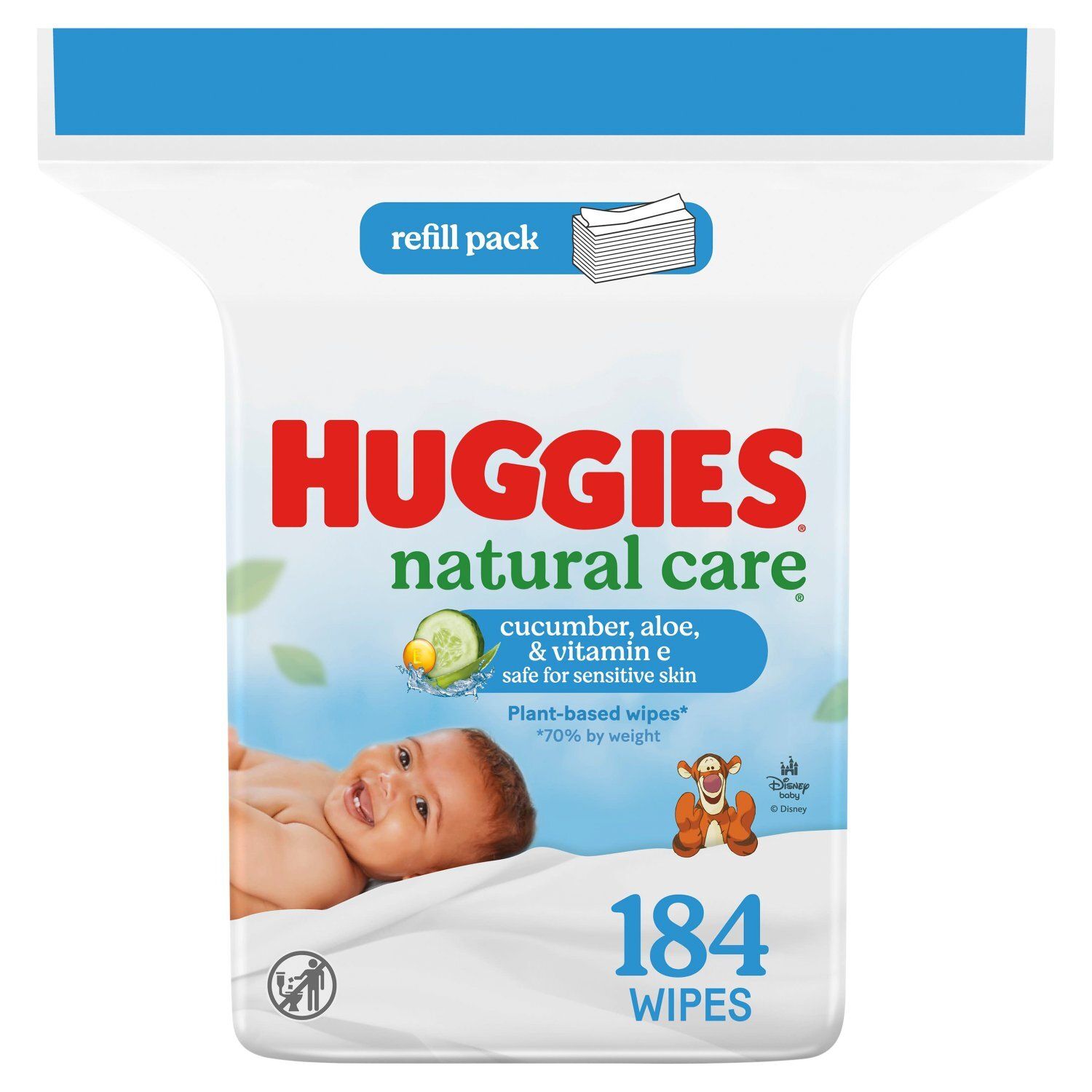 Huggies Natural Care Cucumber, Aloe, &amp; Vitamin E Wipes Refill Pack, 184 count