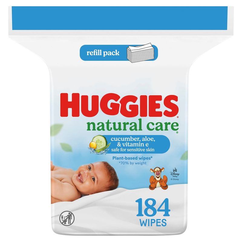 Huggies Natural Care Cucumber, Aloe, &amp; Vitamin E Wipes Refill Pack, 184 count