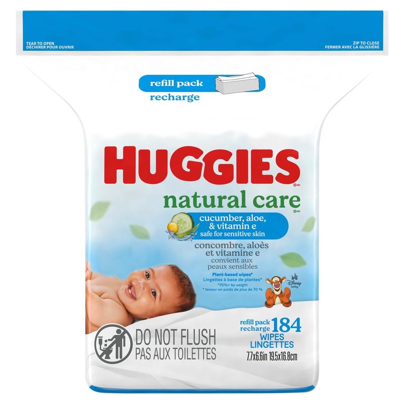 Huggies Natural Care Cucumber, Aloe, &amp; Vitamin E Wipes Refill Pack, 184 count