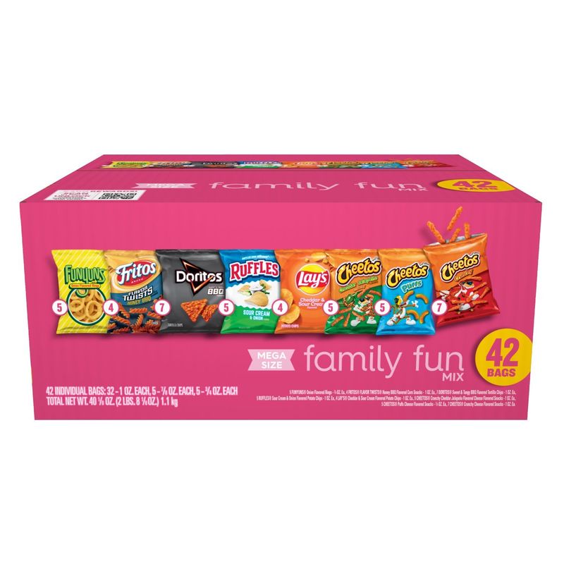 Frito Lay Snacks Family Fun Mix Variety Pack, 40 1/8 Oz, 42 Count
