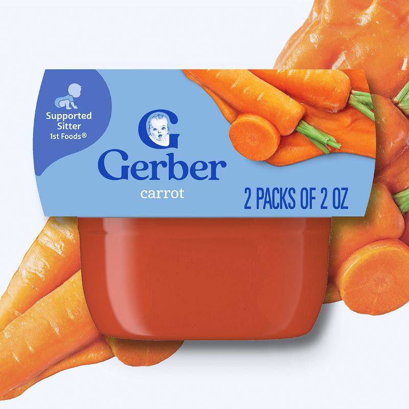 Gerber 1st Foods Carrot Baby Food, Supported Sitter, 2 oz, 2 count