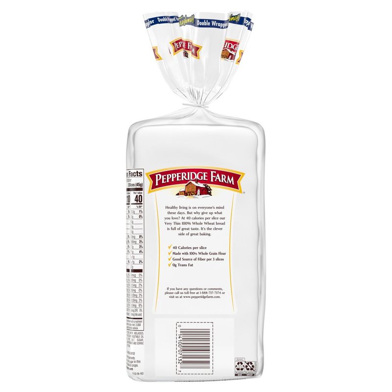 Pepperidge Farm Very Thin 100% Whole Wheat Sliced Bread, 16 oz