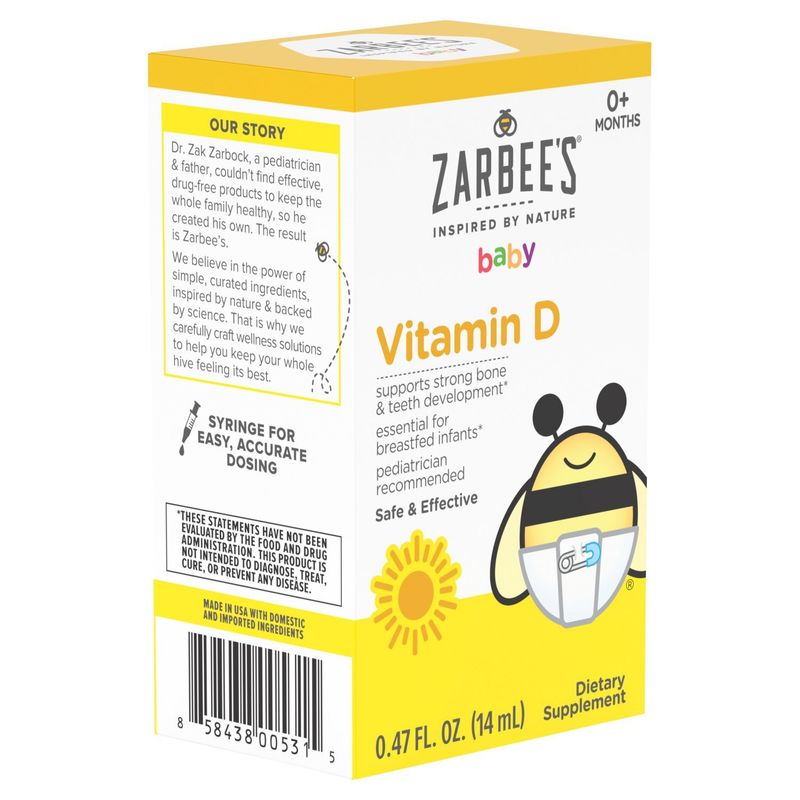 Zarbee's Baby Vitamin D Dietary Supplement, 0+ Months, 0.47 fl oz