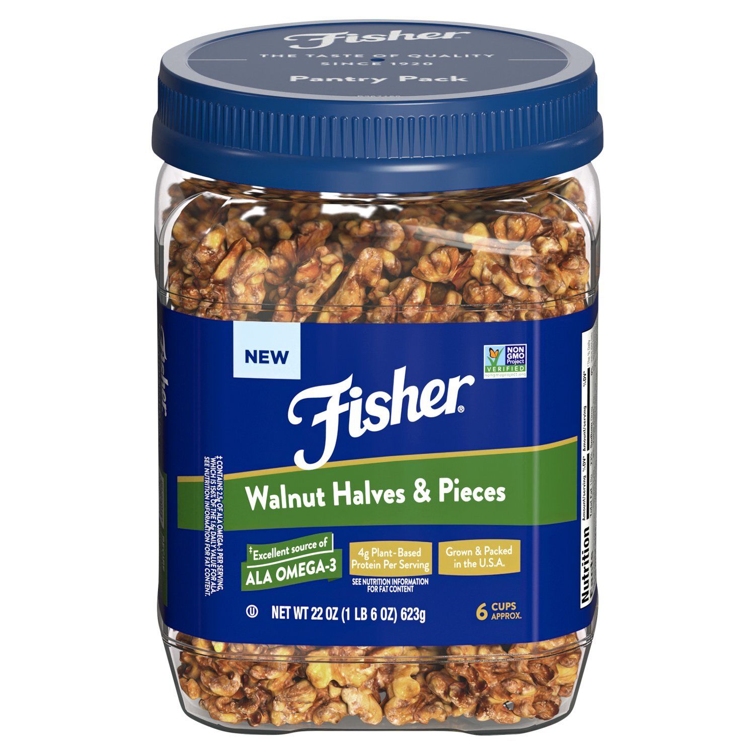Fisher Walnut Halves &amp; Pieces, 6 count, 22 oz