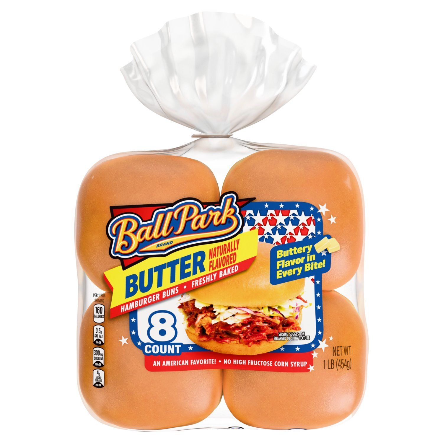 Ball Park Butter Hamburger Buns, 8 count, 1 lb