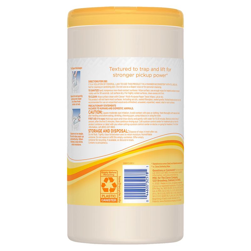 Clorox Lemon Verbena Multi-Purpose Paper Towel Wipes, 75 count, 1 lb 4.5 oz