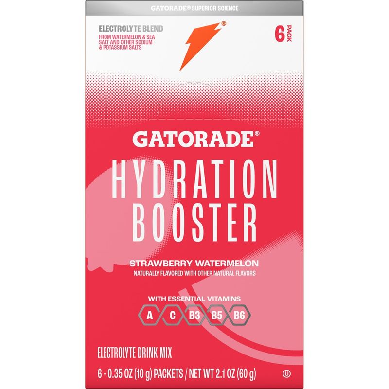 Gatorade Hydration Booster Electrolyte Drink Mix Strawberry Watermelon 0.35 Oz, 6 Count