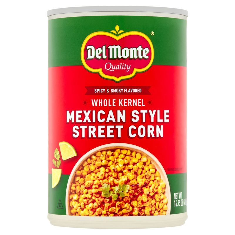 Del Monte Spicy &amp; Smoky Flavored Whole Kernel Mexican Style Street Corn, 14.75 oz