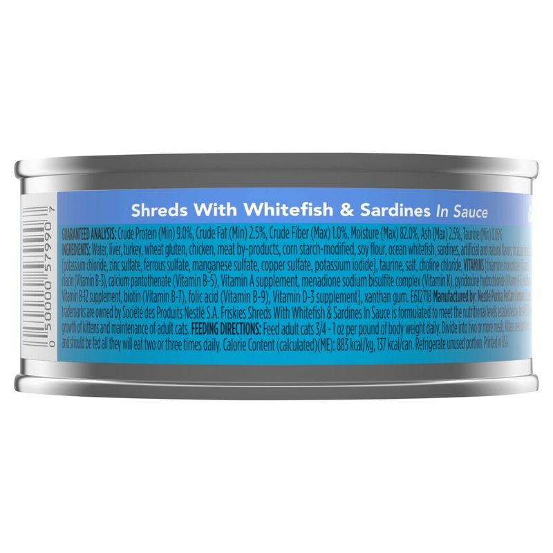 Purina Friskies Shreds with Whitefish &amp; Sardines in Sauce Cat Food, 5.5 oz