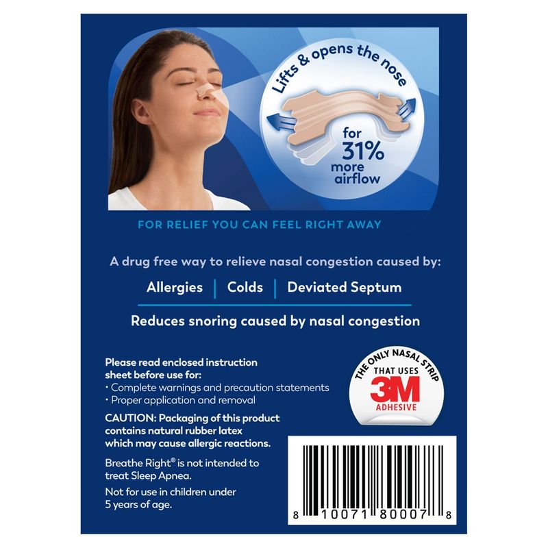 Breathe Right Large Tan Nasal Strips, 30 count