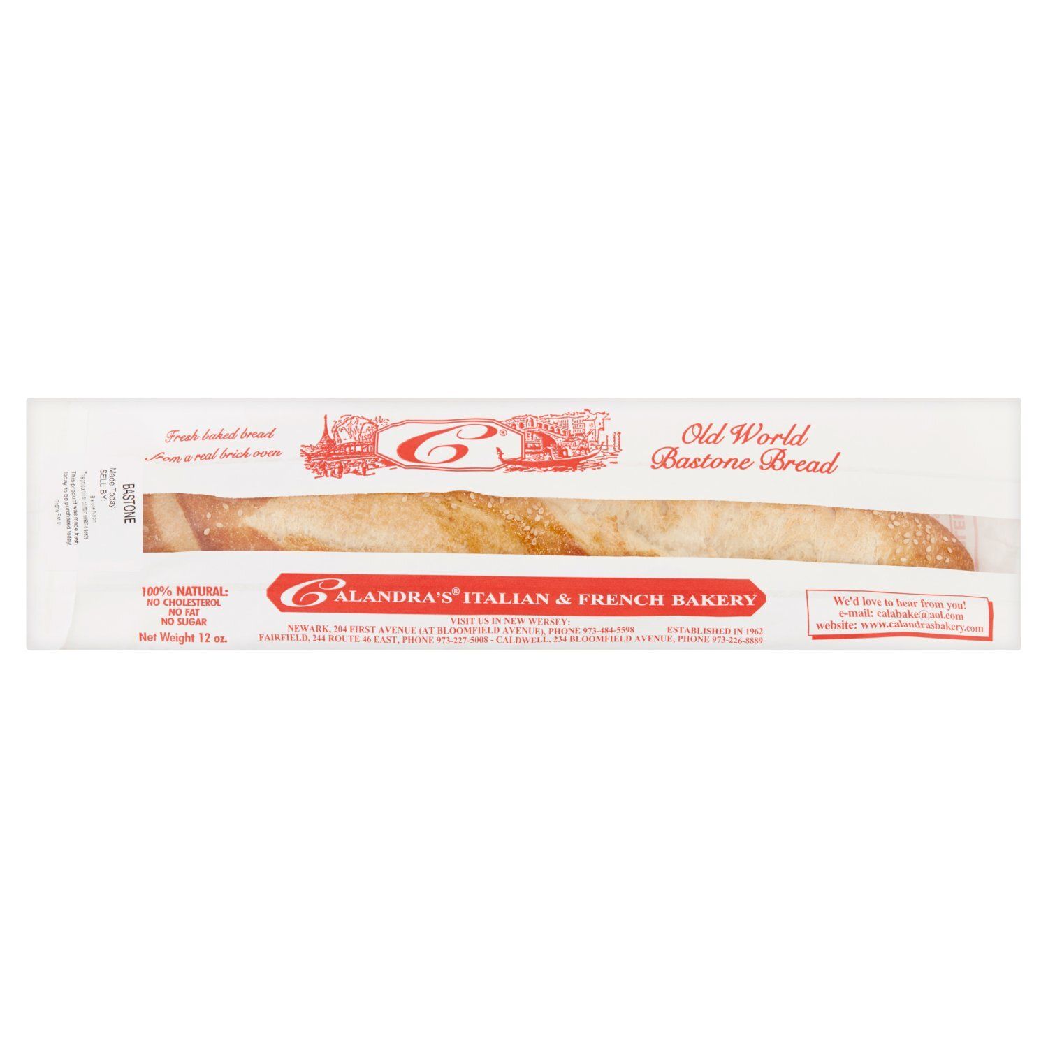 Calandra's Italian &amp; French Bakery Old World Bastone Bread, 12 oz