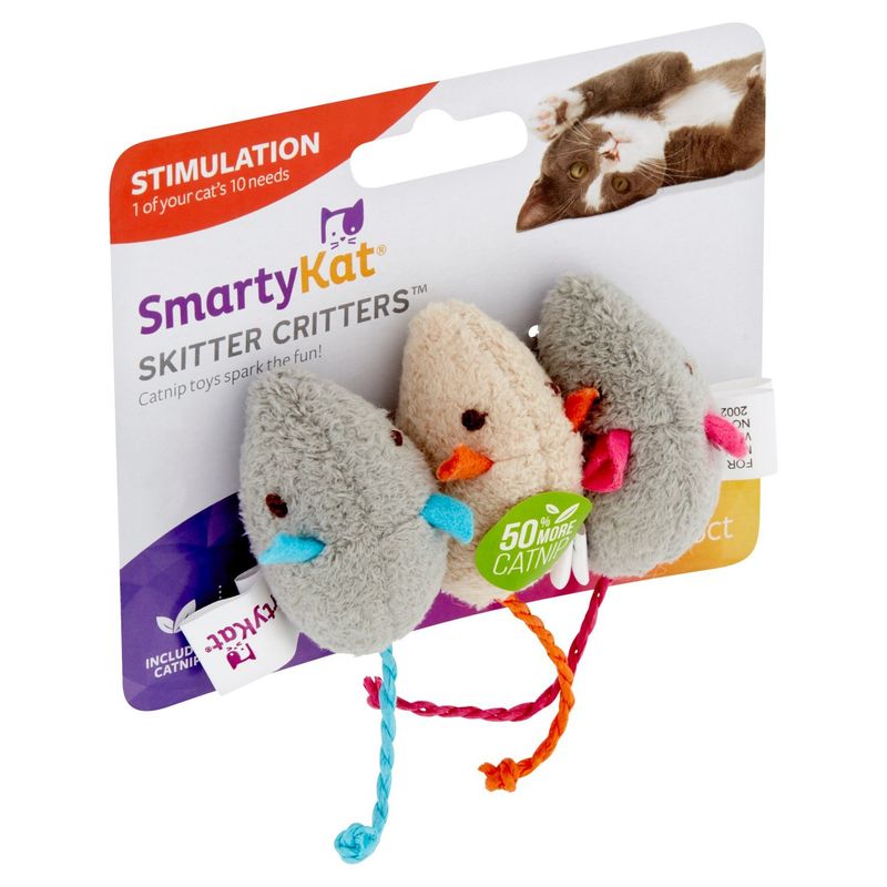SmartyKat Skitter Critters Stimulation Catnip Toys, 3 count
