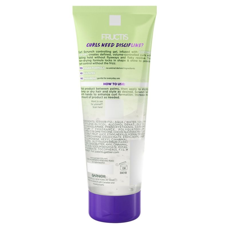 Garnier Fructis Curl Scrunch Coconut Water Controlling Gel, 6.8 fl oz
