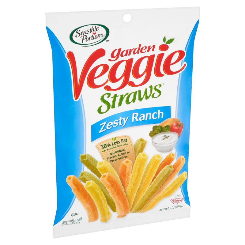 Sensible Portions Garden Veggie Straws Zesty Ranch Vegetable and Potato Snack, 7 oz