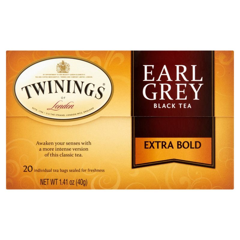 Twinings Earl Grey Extra Strong Flavoured Black Tea Bags, 20 count, 1.41 oz