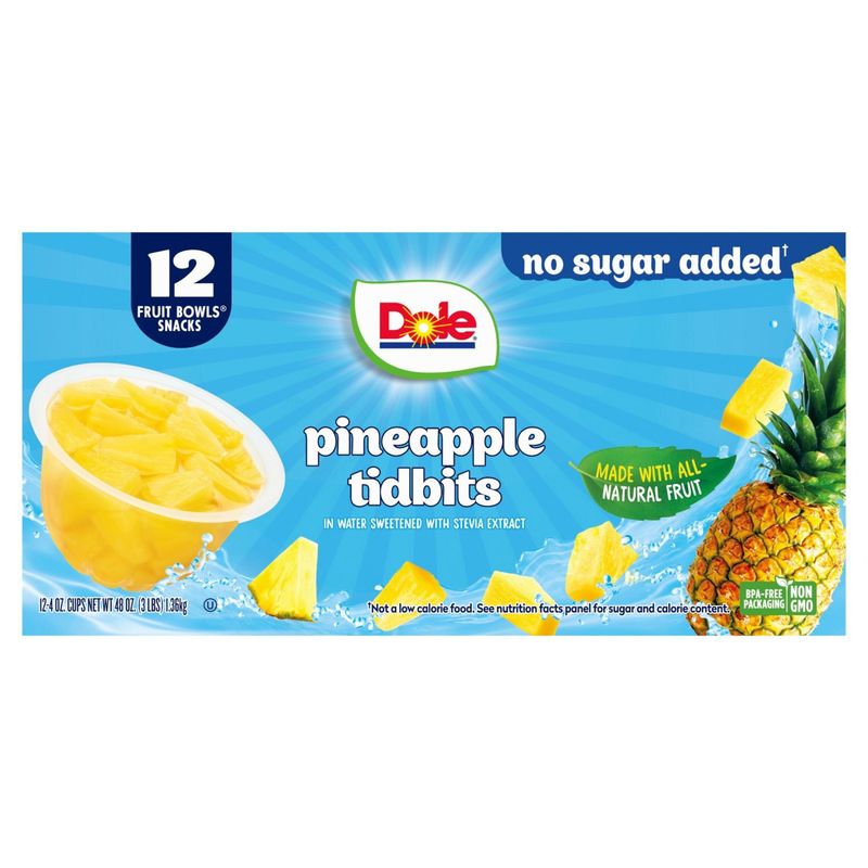 Dole Pineapple Tidbits in Water, 4 oz, 12 count