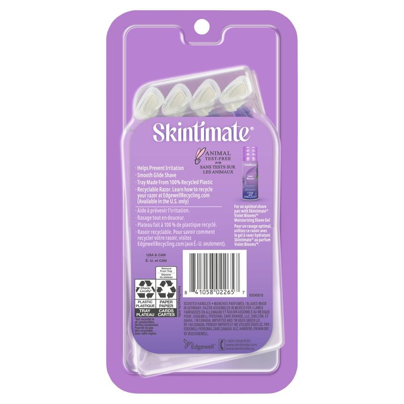Skintimate Exotic Violet Blooms 4 Blades Disposable Razor, 4 count