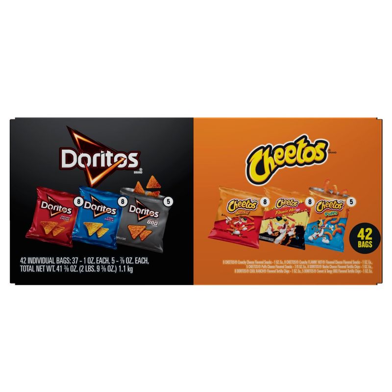 Frito Lay Snack Doritos &amp; Cheetos Mix Variety Pack, 41 3/8 Oz, 42 Count