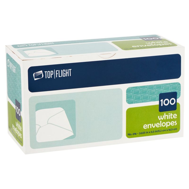 Top Flight No. 6 3/4 White Envelopes, 100 count