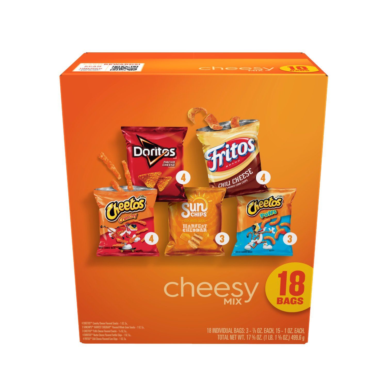 Frito Lay Snacks Cheesy Mix Variety Pack, 17 5/8 Oz, 18 Count