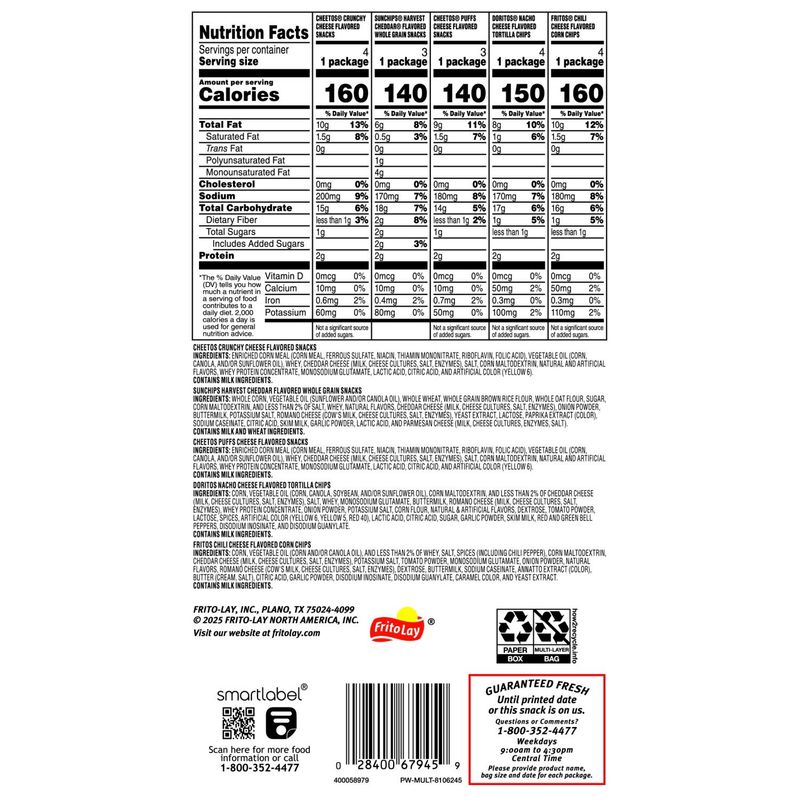 Frito Lay Snacks Cheesy Mix Variety Pack, 17 5/8 Oz, 18 Count