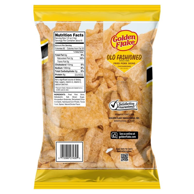 Golden Flake Old Fashioned Chicharrones Fried Pork Skins, 4 oz