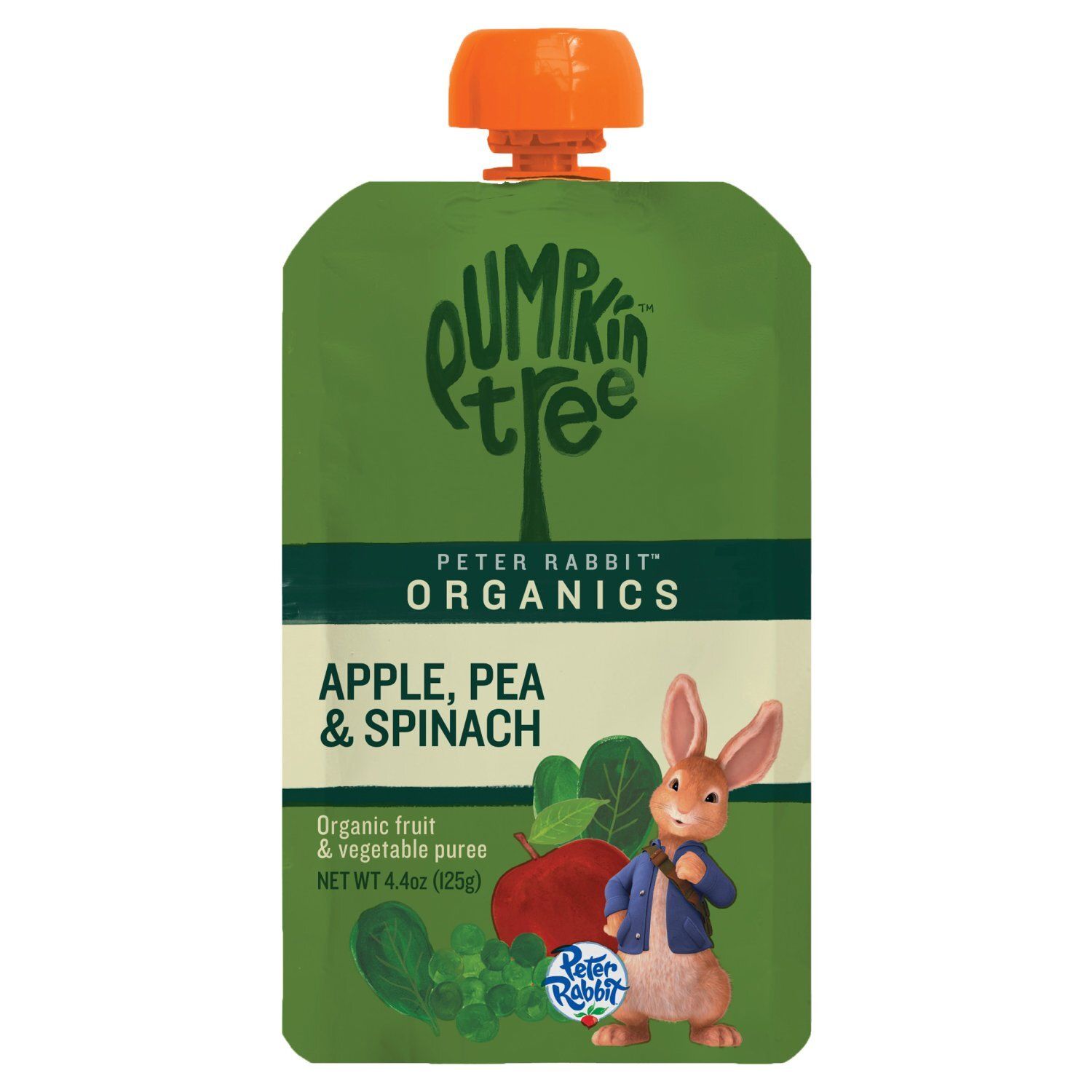 Pumpkin Tree Peter Rabbit Organics Apple, Pea &amp; Spinach Organic Fruit &amp; Vegetable Puree, 4.4 oz