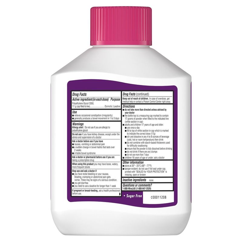 MiraLAX Unflavored Powder Laxative, 17.9 oz